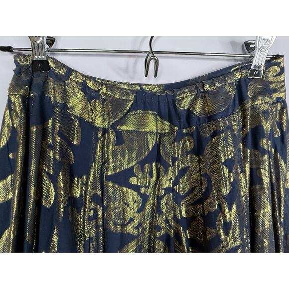 Vtg Soft Surroundings Brocade Beaded Maxi Skirt Sz S Blue Gold NEW Whimsigoth - Picture 3 of 9